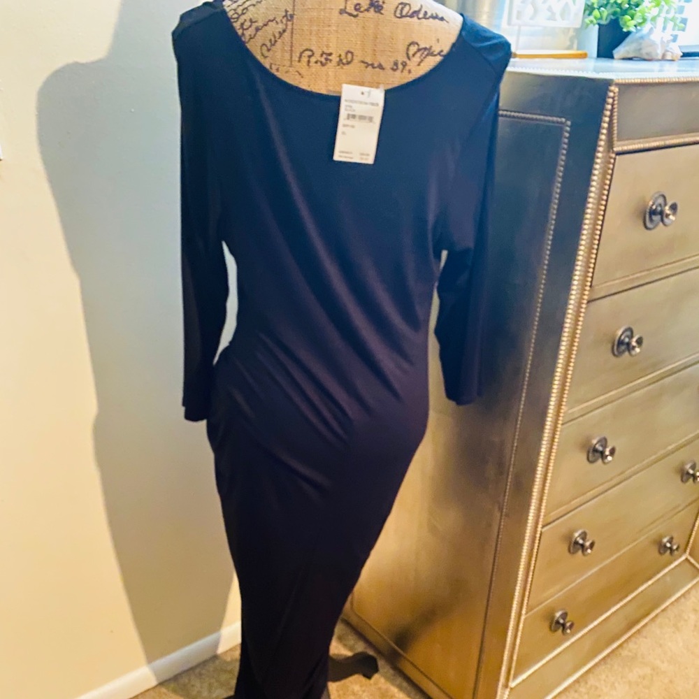 BLACK DRESS WITH RUCHING - Picture 3 of 3